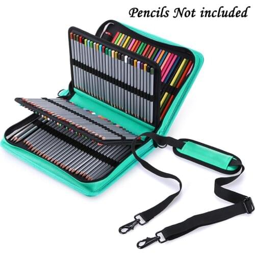 160 Leather Holder Portable School Colored Pencil Case Large Capacity Pen Pencil Bag For Student Art Supplies