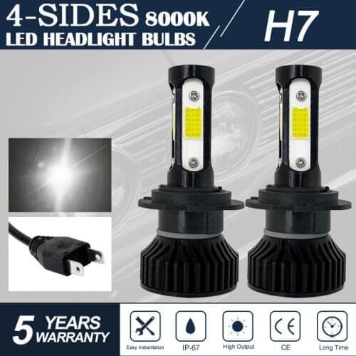 2Pcs H7 Car LED Headlight Fog Lamp Car Bulb Kit IP68 22W 8000lm 6000k White 8000K Blue Car Auto Headlamp High Bright Wholesale