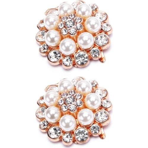 2 Pcs/Set Shoe Clip Women Lady Shoes Decoration DIY High Heel Sandals Charms Luxury Pearl Rhinestone Fashion Unique Floral Clips
