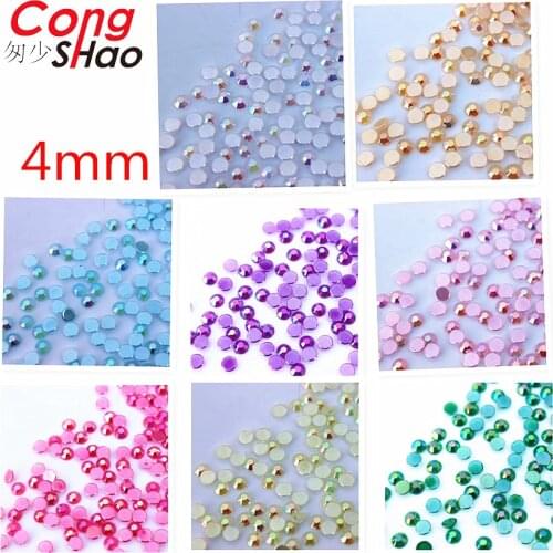 Cong Shao 2000pcs 4mm 3D Nail Art Tips Jelly Color AB Flatback Crystal Acrylic Rhinestone Trim Phone DIY Not Hotfix Nails CS377