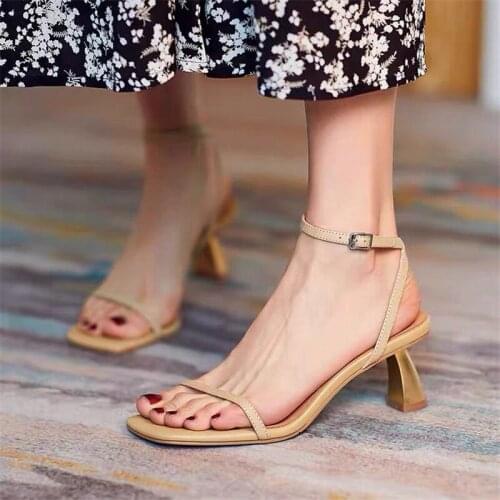 2021 Summer Fashion Women High Heels Party Sandals Beige White Apricot Stiletto Heels Open Toe Heels Sandals Lady Party Shoes