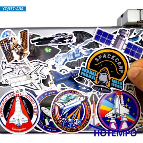34pcs Space Shuttle Ship Satellite Aircraft Style Stickers Toys for Kids DIY Stationery Phone Laptop Suitcase Pad Decals Sticker
