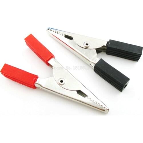 4PCS/LOT 2 Pairs New ELECTRICAL Crocodile Clips Insulated Test Alligator Battery Leads