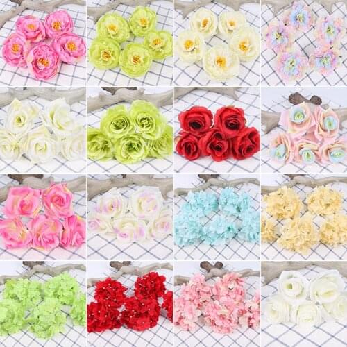 5pcs Rose Bouquet Artificial Peony Silk Flowers Pink Hydrangea Plastic Fake Flowers Home Wedding Decoration Table Centerpieces