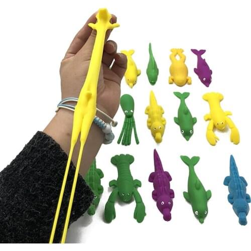 5PCS Funny Catapult Slingshot Animal Toys Ejection Squeeze Toys Stress Relief Toy Kids Party Favors Supplies Novelty Gag Toy