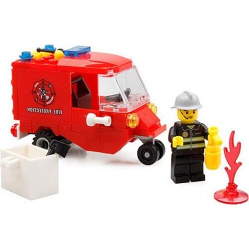71pcs Kaizhi 8058 Fire Administration Aircraft Rescue Ladder Car Mini-particle Scene Building Block Toy Gifts