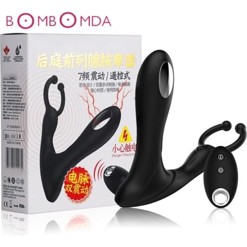 Electric Shock Anal Vibrator For Men Penis Ring Wireless Remote Dildo Butt Plug Vibrator Anal Sex Toy For Man Prostate Massager