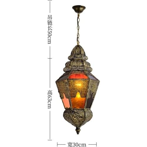 Southeast Asia hollow bronze pendant lights bedroom living room balcony lamp glass dining room iron art hanging lights lighting