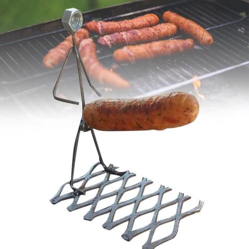 Barbecue Grill Stick Metal Creative Grill Cooking Tools Cookware Rack Human-shaped BBQ Fork Hot Dog Meat Outdoor Camping Hiking