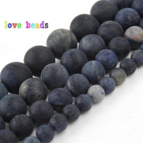 Natural Matte Dull Polished Blue Jaspers Beads 4/6/8/10/12mm Round Loose Stone Beads for Jewelry Making DIY Bracelet 15" Perles