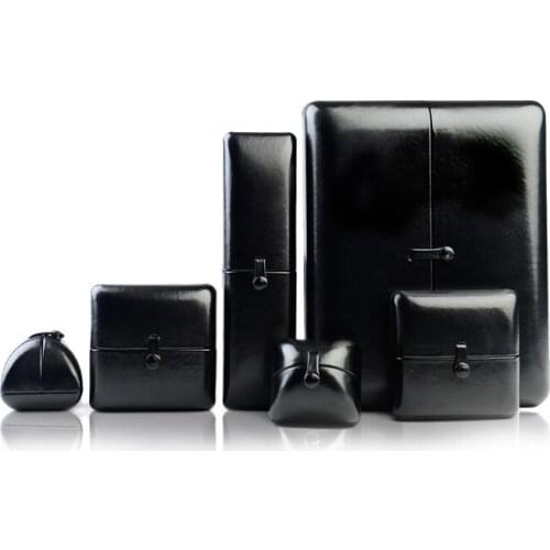 Oirlv Black Glossy PU Leather Velvet Case Double Door Bangle Gift Jewelry Packaging Boxes Expositor Storage Organizer