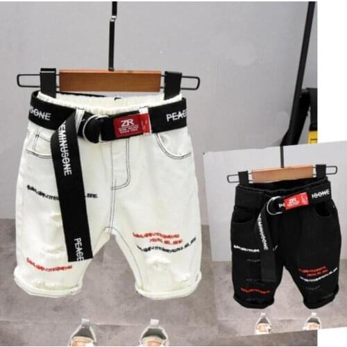 Childrens shorts Summer Cotton black and white Color ChildrenS Running Sports Baby Boy Shorts 2-7Years Kids With Leather Belt