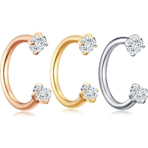 Fanpeijy Barbell Tragus Cartilage Earring Zirconia Horseshoe Multi-functional Lip/Nose/Nipple/Eyebrow Stud Captive Hoop Ring