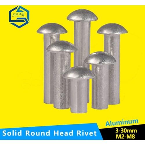 GB867 [M2-M8] Aluminum Solid Round Head Rivet Alloy Self-plugging Rivet Semi-round Head Aluminum Rivet Solid Rivet