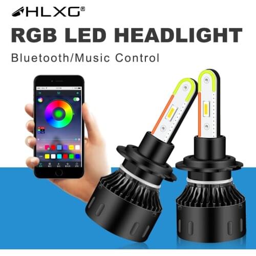 H8 LED Bulb RGB Color 15000LM LED H7 H4 H11 H9 9005 9006 HB3 HB4 Headlight Led Turbo Lamp Bluetooth Music Control 12V LED Bulb