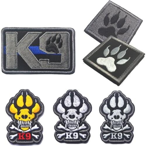 K9 & Crossbones Swat Tactical Attack Dogs Military Army Badge Hook&Loop Embroidery Patch Decorative Embroidered Appliques