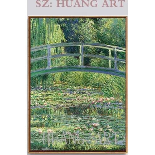 Hand-painted oil painting of Claude monet famous painter water lilies decorated hotel lobby large murals lobby and restaurant la