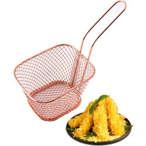 Square Frying Serving Deep Fry Basket French Fries Mesh Wire Net Strainer Kitchen Restaurant Cooking Tool