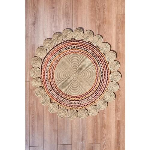 MarkaEv Nomad Hand Woven Jute Carpet 04 Multi 90x90 cm
