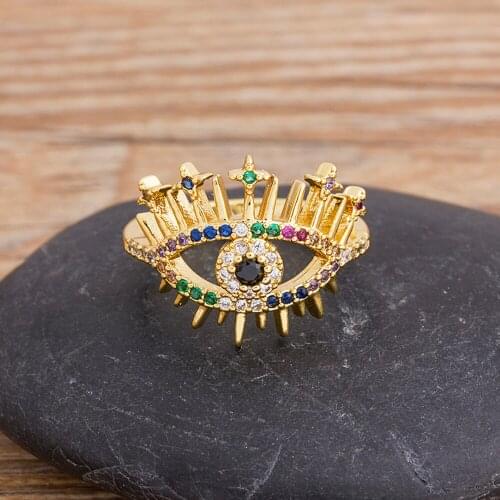 Fashion Vintage Open Finger Ring For Women Evil Eye Cubic Zirconia Ring Female Adjustable Rings Jewelry Girls Gifts Dropshipping