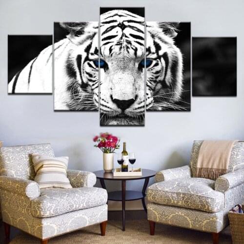 Wall Modular Painting Frame HD Art Poster Picture 5 Panel Animal Tiger Print On Canvas For Living Room Modern Type Home Decor