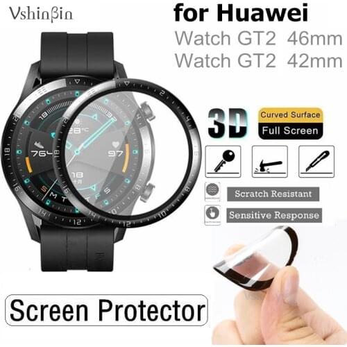 2PCS 3D Edge Soft Screen Protector for Huawei Watch GT 2 42mm GT2 46mm Full Coverage Protective Film (Non Tempered Glass)