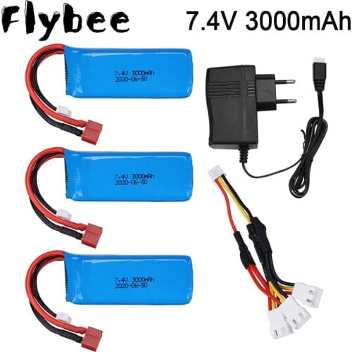 Original Wltoys 144001 2s 7.4 V 3000mAh Lipo battery and Charger upgraded rechargable for Wltoys 144001 12428 12423 RC car boat
