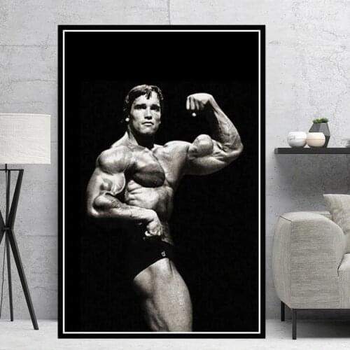 Poster Prints Oil Painting Arnold Schwarzenegger Bodybuilding Fitness GYM Workout Wall Art Pictures Home Decor