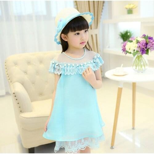 Girls Dress 2019 Summer Princess Dress Chiffon Pearl Lace Kids Dresses for Girls Clothes 4 6 7 8 9 10 12 Years Summer Girl Dress