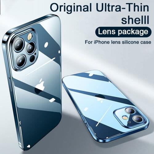 Clear Lens Protection Phone Case For iPhone 12 11 Pro Max mini Shockproof Silicone Cover For iPhone X XR XS Max Transparent Case
