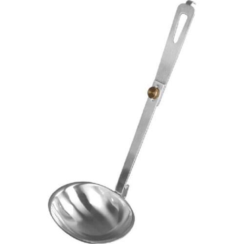 Outdoor Tableware Folding Spoon for Camping Wear-Resistant Stainless Steel Foldable Soup Ladle Portable Cookware