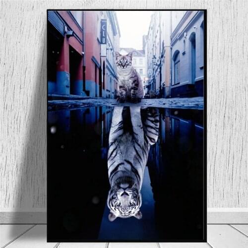 The Future Self In The Reflection Animal Inspirational Canvas Paintings Wall Art Murals Posters and Prints for Living Room