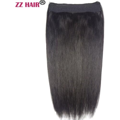 ZZHAIR 250g 16"-28" Machine Made Remy Hair Fish Line In 100% Human Hair Extensions Natural Straight No Clips