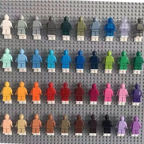 10pcs Single Building Blocks Supplies Blank Unprinted Pure Plain Solid Color figure Bricks kids gift DIY assembling model toys