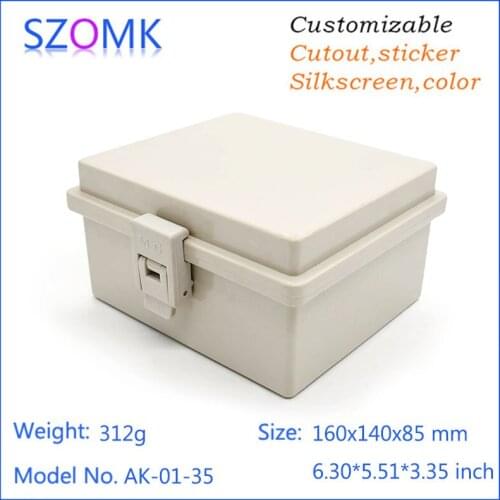 10 pcs, szomk waterproof electronics project plastic box 160*140*85mm instrument enclosure hinge box equipment housing case