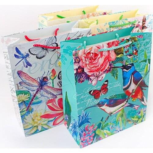 12pcs European and American retro square bottom environmental protection tote bag white card gift clothing packaging paper bags