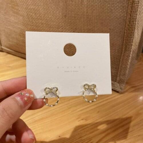 2021 New Arrival Trendy Round Women Dangle Earrings Fashion Bow Ring Pearl Earrings Female Elegant Female Simple Jewelry