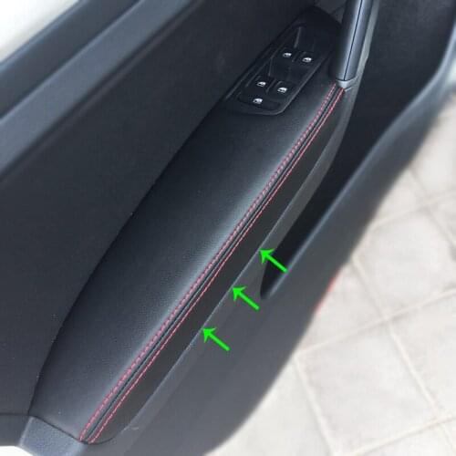 LHD For VW Golf 7 2014 2015 2016 2017 2018 4pcs Car Door Armrest Panel Microfiber Leather Protection Cover Trim