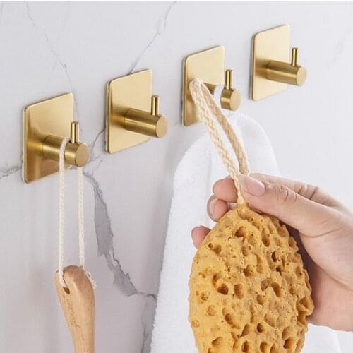 Gold/black Wall Mount Holder Hook Door Clothes Coat Hat Hanger Hook Towel Clothes Robe Rack 3M Sticker Adhesive 4PCS