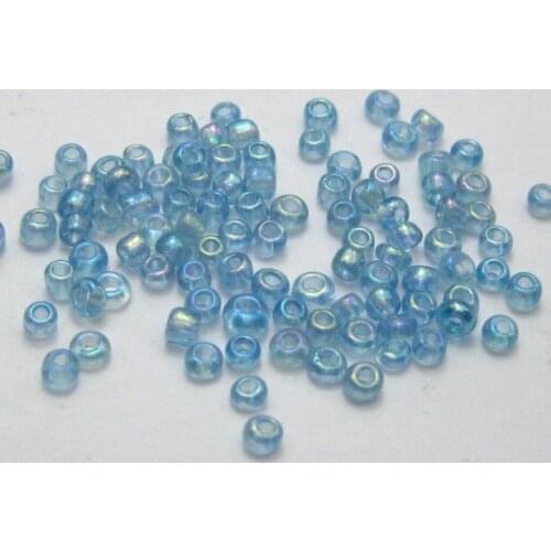 5000 Glass Seed Beads 2mm Transparent Luster AB Sky Blue + Storage Box