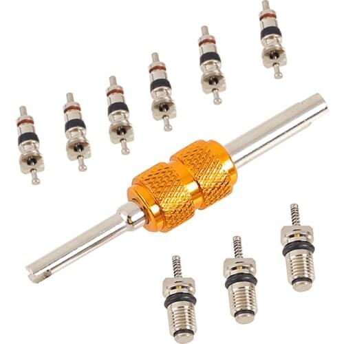 9pcs/set Car Air Conditioning Valve Core refrigerant valve core leak Repair Remover Installer Valve Core Tools Replacement