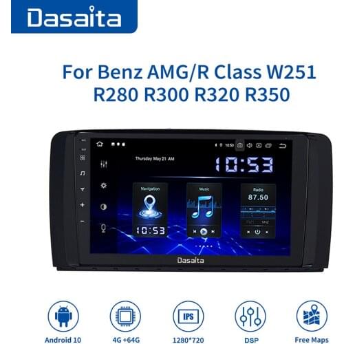 Dasaita 9" Android 10 Car Radio TDA7850 1Din GPS Nav Autoradio for Benz R Class W251 R280 R300 R320 R350 AMG 2005-2017 Head Unit