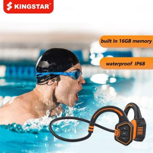 KINGSTAR Bone Conduction Headphone Wireless Sports Bluetooth Headset Built In 16G IP68 Waterproof Music Player Swimming Earphone