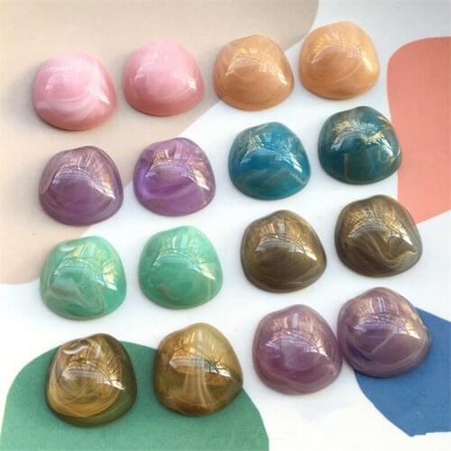 Diy jewelry making 50pcs/lot 25mm color glitter core geometry irregular shape resin flatback beads fit earring accessory