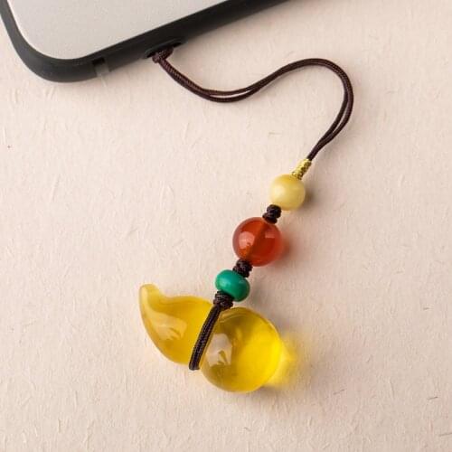 Natural beeswax mobile phone chain Fulu gourd U disk pendant personality creative simple mobile phone chain gift unisex keychain