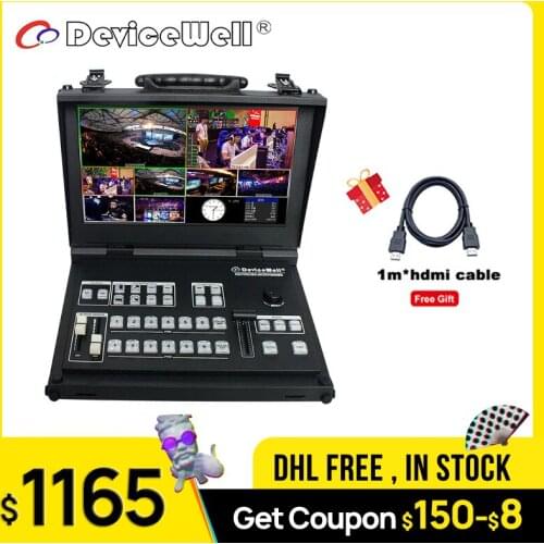 Devicewell HDS9106 6CH 4 SDI 2 HDMI-compatible 11.6 Inch LCD PIP&POP Audio Input PGM Multiview Output Mini Video Switcher