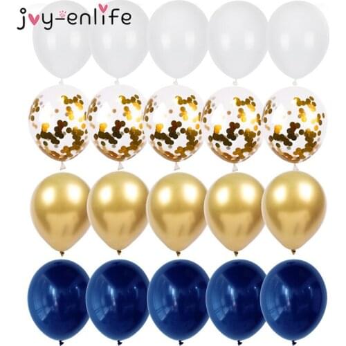 40pcs Navy Blue Gold silver Metallic Balloon Golden Confetti Ballon Baby Shower Boy Birthday Wedding graduation party decoration