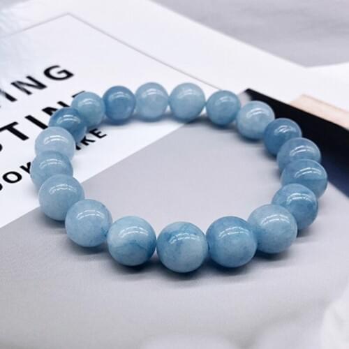 Drop Shipping 4/6/8/10/12mm Natural Stone Angelite Round Loose Beads Bracelets jewelry for women Gift Men Bracelet