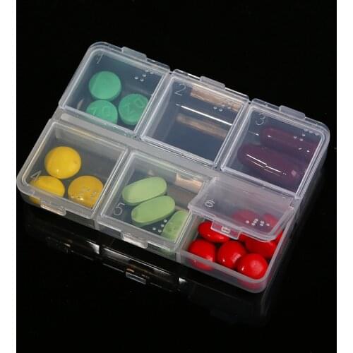 Weekly Pill Organizer 6 Grids Vitamin Holder Portable Pill Cases Medicine Tablet Storage Container Case Health Care Pill Box