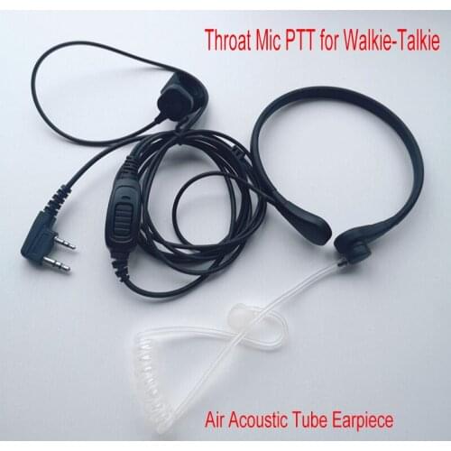 WURUI Walkie-Talkie Headphone Throat Microphone Mic PTT Air Acoustic Tube Earpiece Headset for Baofeng Walkie Talkie UV-5R 888S